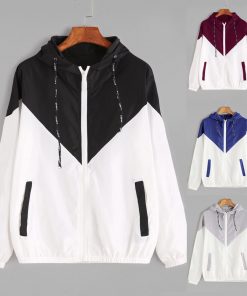 Women Sport Coat Long Sleeve Patchwork Thin Skinsuits Hooded Zipper Pockets Spliced Athletic Outwear abrigos mujer invierno^40