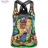 Women Sport Vest Monkey 3D Print Women Yoga Shirt Running Vest Training Fitness T-shirt Cross Strip Tank Tops Workout Gym Blouse