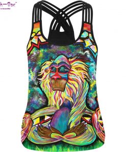 Women Sport Vest Monkey 3D Print Women Yoga Shirt Running Vest Training Fitness T-shirt Cross Strip Tank Tops Workout Gym Blouse