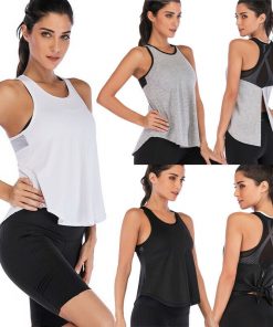 Women Tank Tops Solid Color Sports Tees Mesh Criss-cross Sleeveless Tee Running Gym Fitness Vest Back Split Knot Tank Top Vest