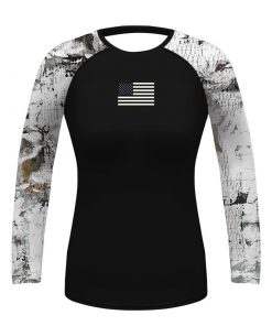 Women UV Sun Protection Long Sleeve Outdoor T-Shirt Athletic Top American Flag Rashguards Girl Compression Workout Gym Tee