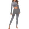Women Workout Tie Dye Print Crop Top Long Sleeve Leggings Fitness Sport Athletic Suit Female Lace Work Clothes Trousers A9