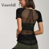Women's Mesh Sports T-shirt Loose Yoga Top Workout Tops For Fitness Clothing Sport Blouses Woman Gym Tshirt Sportswear