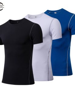 hot logo custom gym tshirt running football fitness shirt sports tights jersey workout sport shirt men rashgard sportswear