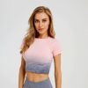 new ombre seamless exercise shirt women yoga top short sleeve sport top fitness dry fit shirt women gym tshirt