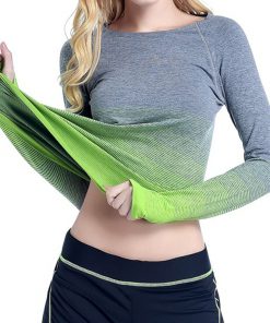 seamless yoga top long sleeve workout tops for women fitness gym crop top athletic gym shirt Gradient women sportswear active A1