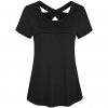 solid women tshirt Criss Cross Back Athletic Woman Short Sleeve Round Neck summer new arrival top female camisetas mujer 2021